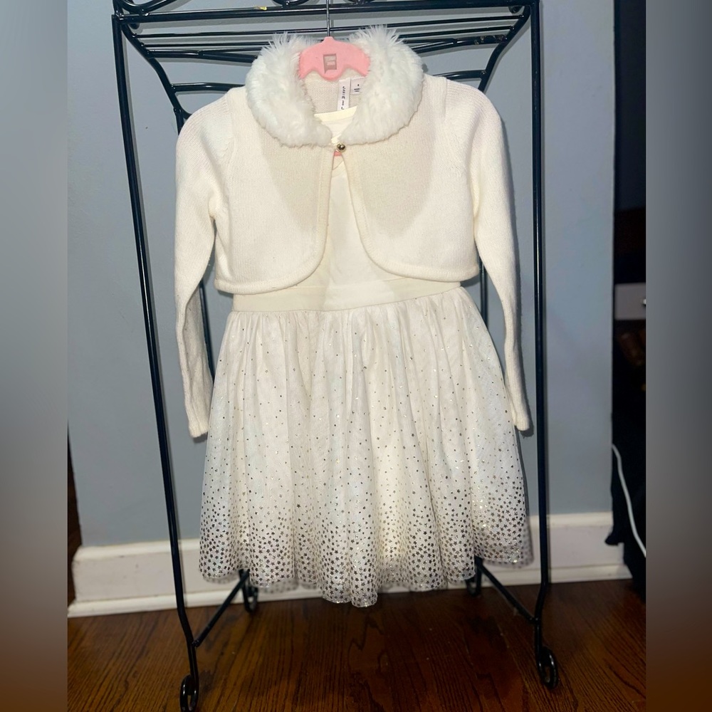 White Easter dress and the perfect sweater